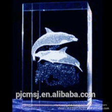 crystal 3D laser engrave dolphin for gift glass decoration